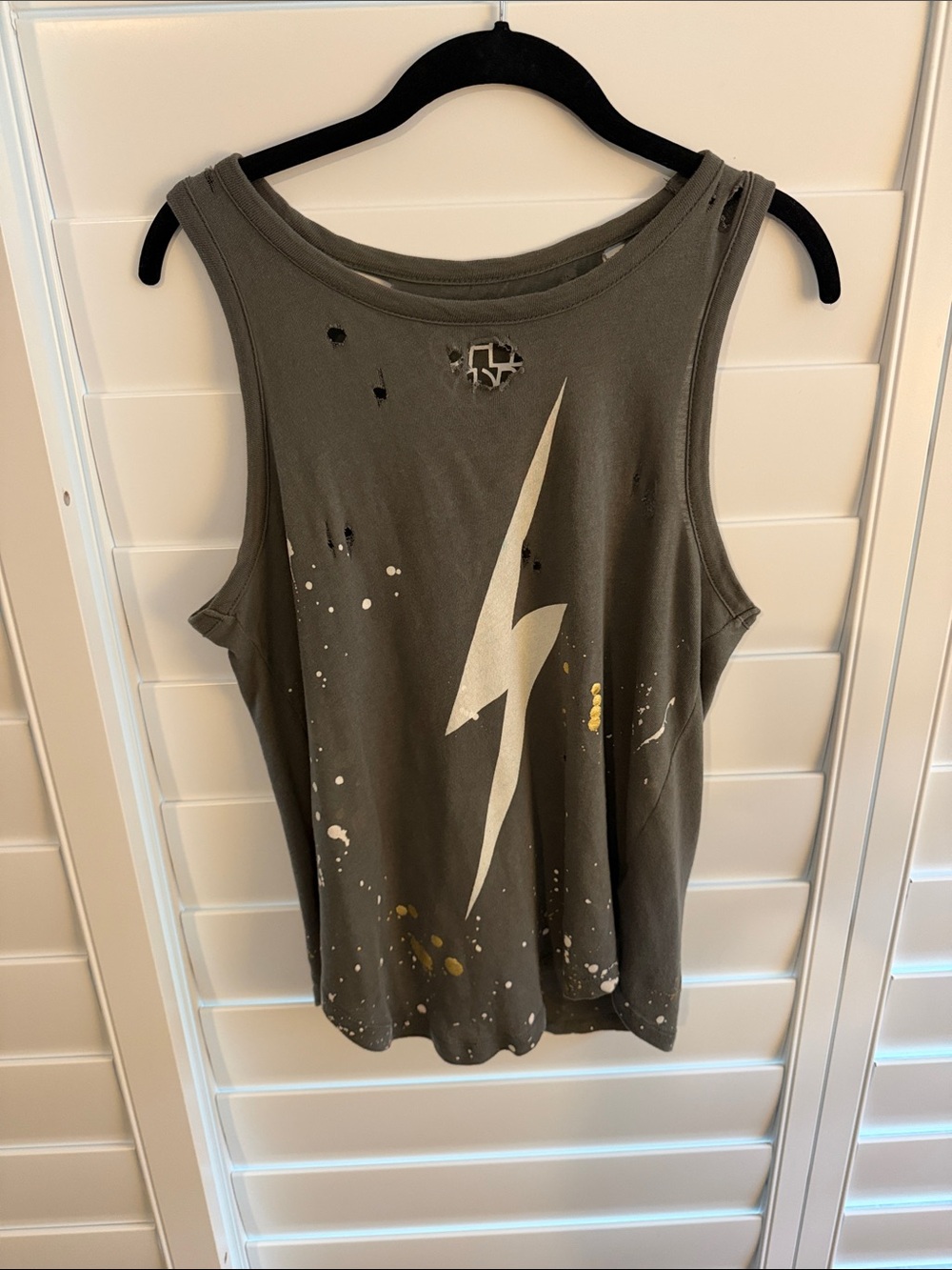Chaser Olive Graphic Lightning Muscle Tee